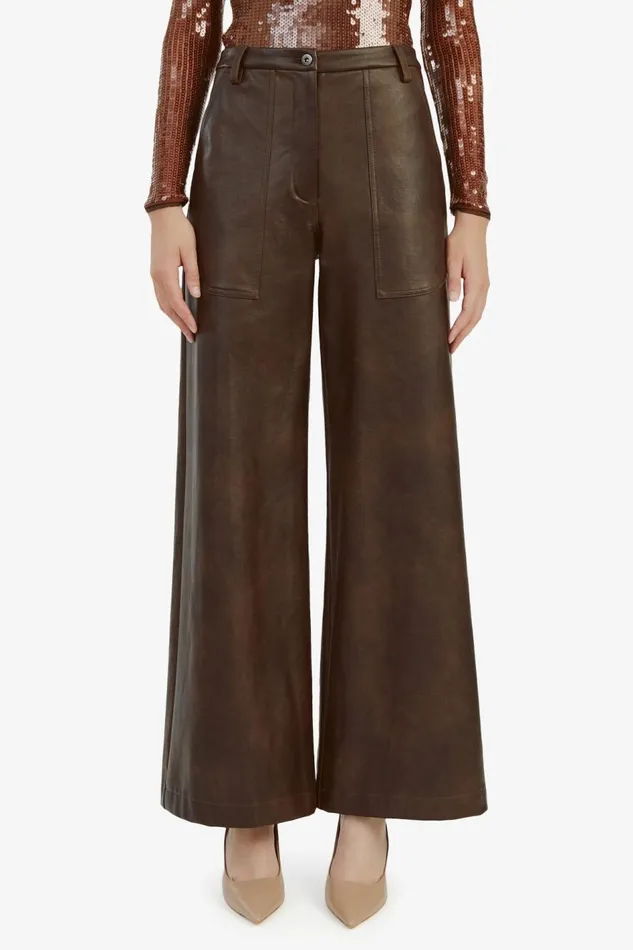 Bardot Pants Vegan Leather Wide Leg Pant In Dark Choco 8211 Women Bardot Pants Vegan Leather Wide Leg Pant In Dark Choco 8211 Women
