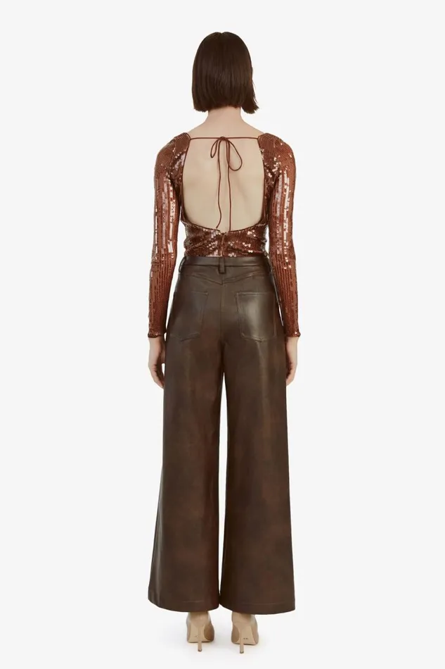 Bardot Pants Vegan Leather Wide Leg Pant In Dark Choco 8211 Women Bardot Pants Vegan Leather Wide Leg Pant In Dark Choco 8211 Women