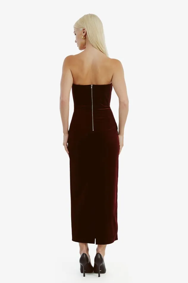 Bardot Party Dresses Camellia Velour Midi Dress In Burgundy 8211 Women