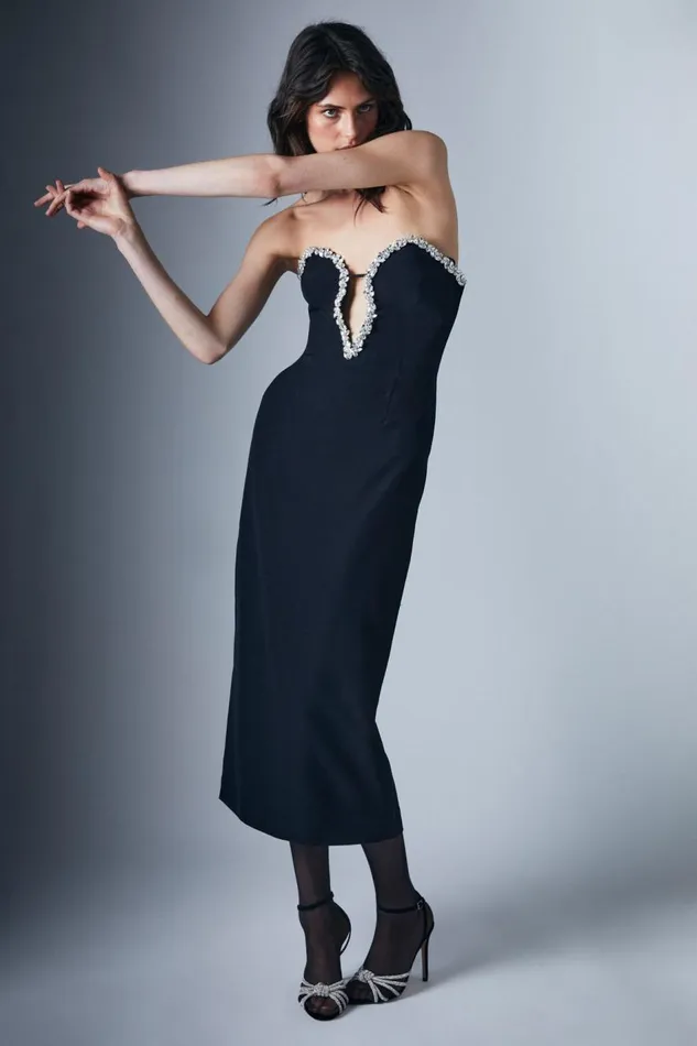 Bardot Party Dresses Eleni Diamante Midi Dress In Black 8211 Women