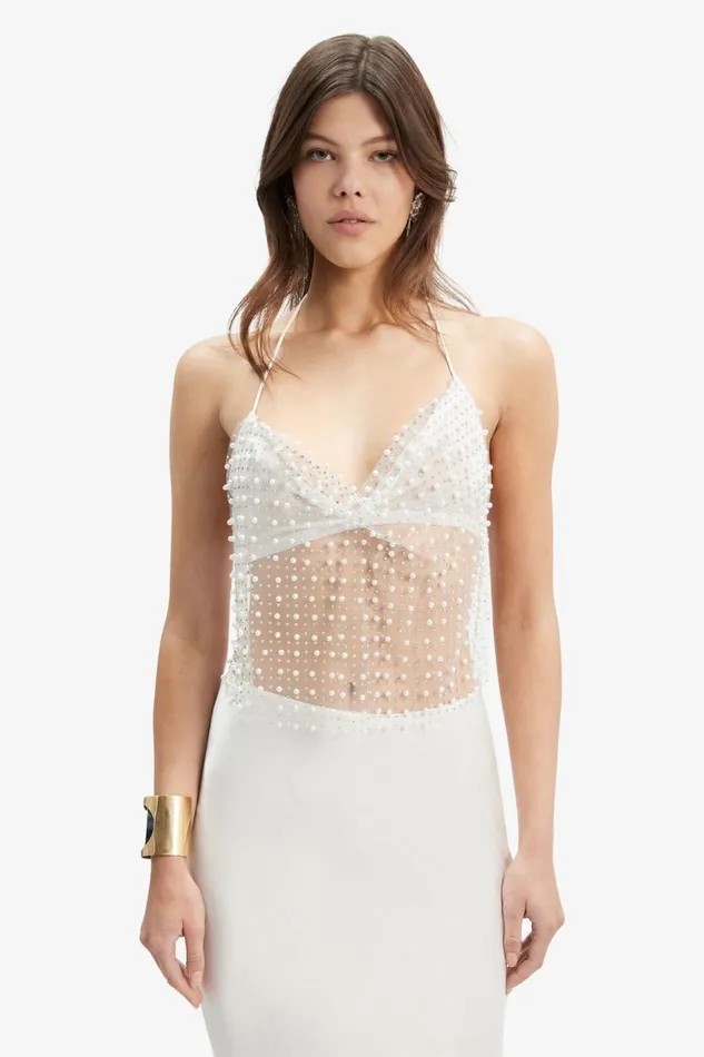 Bardot Party Tops Elliptical Halter Top In Pearl 8211 Women Bardot Party Tops Elliptical Halter Top In Pearl 8211 Women