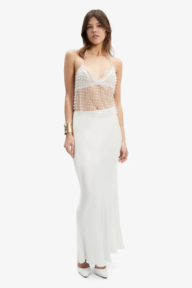 Bardot Party Tops Elliptical Halter Top In Pearl 8211 Women Bardot Party Tops Elliptical Halter Top In Pearl 8211 Women
