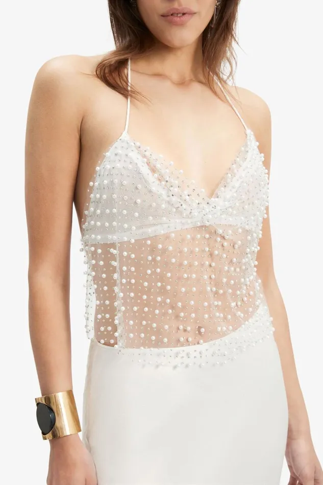 Bardot Party Tops Elliptical Halter Top In Pearl 8211 Women Bardot Party Tops Elliptical Halter Top In Pearl 8211 Women