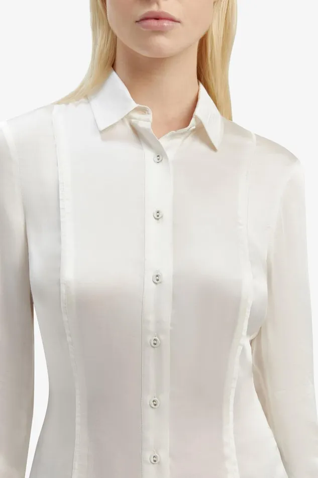 Bardot Shirts and Blouses Fitted Satin Shirt In Oyster 8211 Women Bardot Shirts and Blouses Fitted Satin Shirt In Oyster 8211 Women