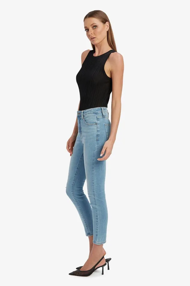 Bardot Skinny Jean Khloe Hi Crop Rip Jeans In Light Denim 8211 Women Bardot Skinny Jean Khloe Hi Crop Rip Jeans In Light Denim 8211 Women