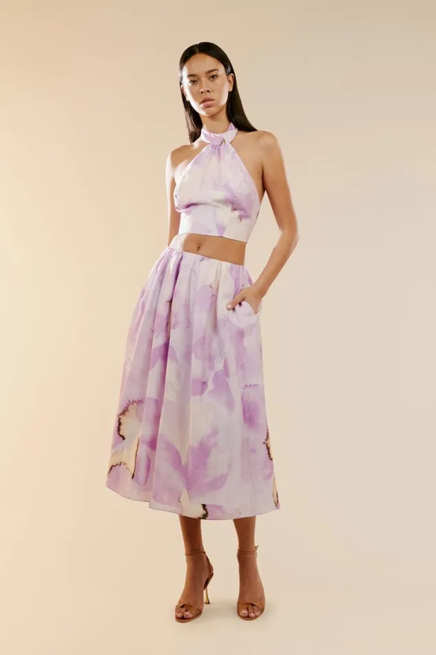 Bardot Skirts Leia Midi Skirt In Lavender Floral 8211 Women