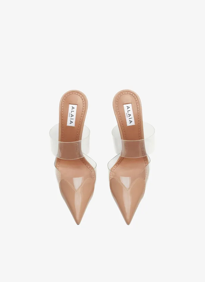 Beige LE COEUR MULES IN PATENT CALFSKIN Women Alaa Mules