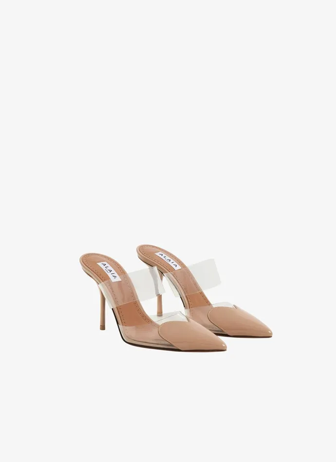 Beige LE COEUR MULES IN PATENT CALFSKIN Women Alaa Mules