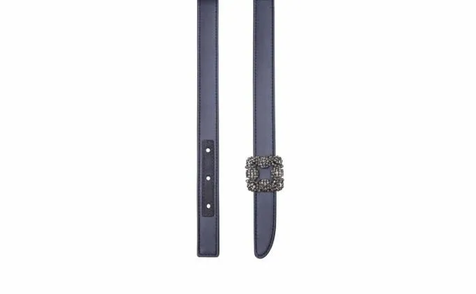 Belts Women Manolo Blahnik HANGISI BELT MINIBlueGrey Satin Crystal Buckled Belt Belts Women Manolo Blahnik HANGISI BELT MINIBlueGrey Satin Crystal Buckled Belt