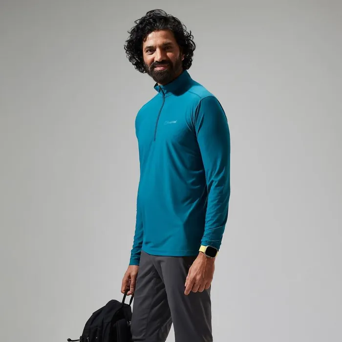 Berghaus TShirts 247 Half Zip Long Sleeve Tech Tee 8211 Turquoise 8211 Men