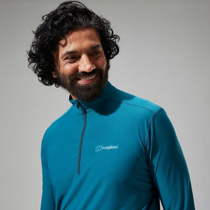 Berghaus TShirts 247 Half Zip Long Sleeve Tech Tee 8211 Turquoise 8211 Men