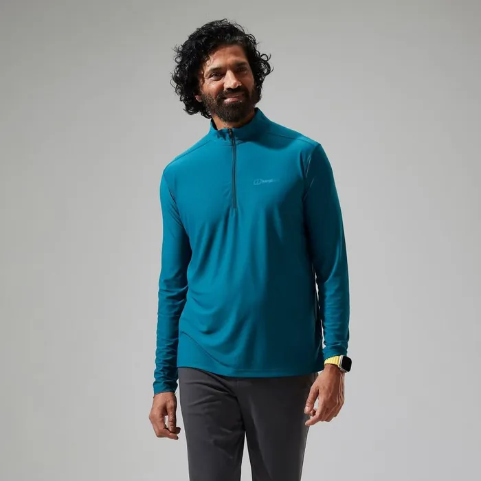 Berghaus TShirts 247 Half Zip Long Sleeve Tech Tee 8211 Turquoise 8211 Men