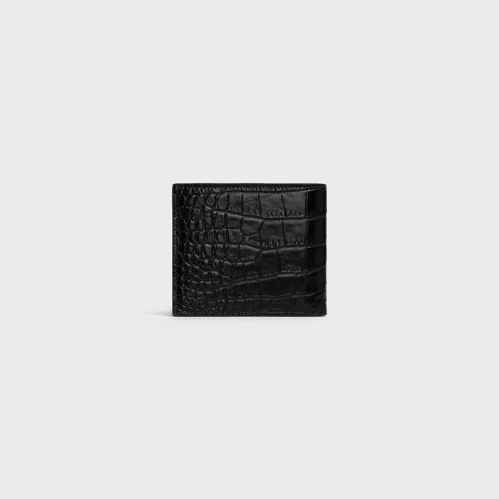 BiFold Wallet With Coin Compartment In Crocodile Embossed Calfskin Black Men CELINE WALLETS BiFold Wallet With Coin Compartment In Crocodile Embossed Calfskin Black Men CELINE WALLETS