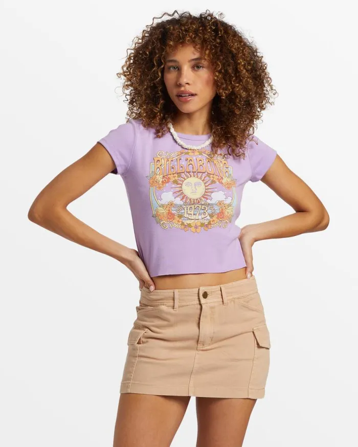 Billabong Graphic Tees and Tanks Rise With The Sun Shrunken TShirt Tulip 8211 Women Billabong Graphic Tees and Tanks Rise With The Sun Shrunken TShirt Tulip 8211 Women