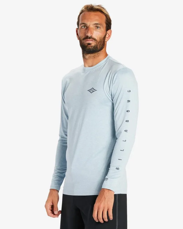 Billabong Rashguards and Surf Tees Unity Long Sleeve UPF 50 Surf TShirt Smoke Blue Heather 8211 Men Billabong Rashguards and Surf Tees Unity Long Sleeve UPF 50 Surf TShirt Smoke Blue Heather 8211 Men