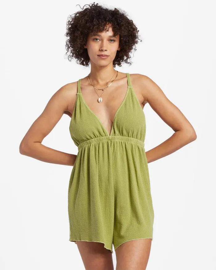 Billabong Rompers and Jumpsuits On Vacay Romper Cover Up Palm Green 8211 Women