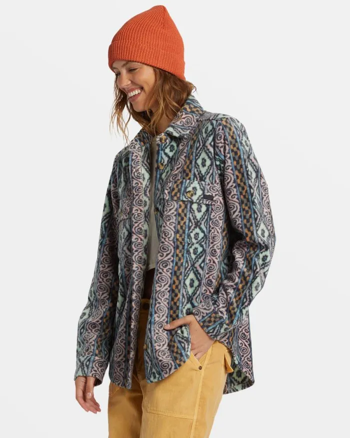 Billabong Sweatshirts and Fleece Forge Fleece Flannel Jacket Dusty Peach 8211 Women