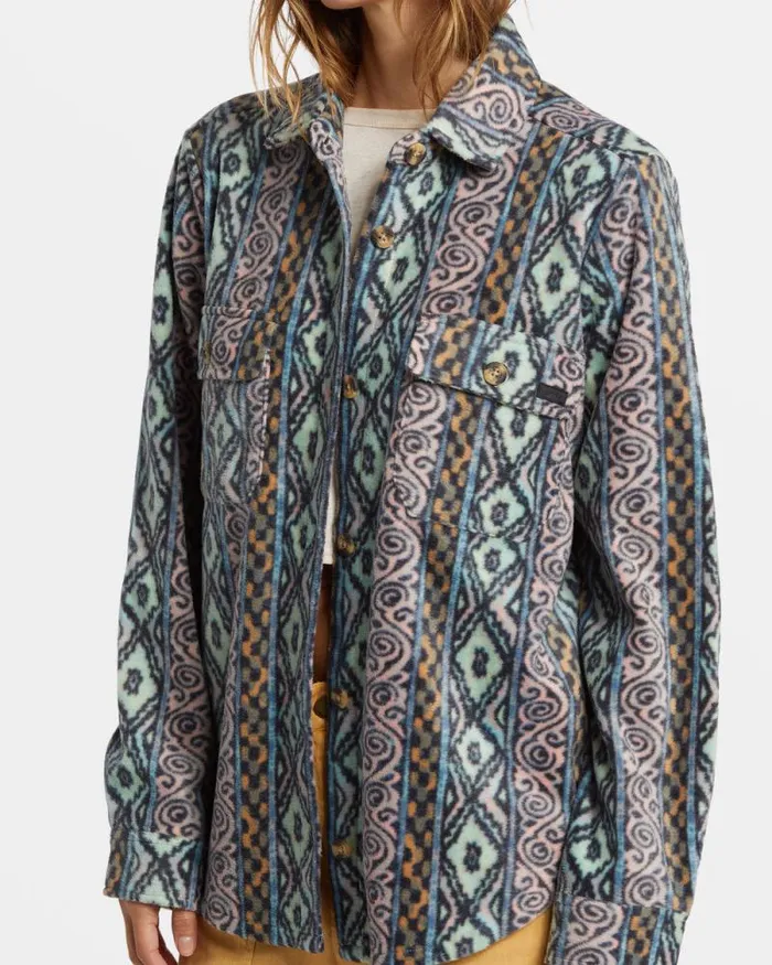 Billabong Sweatshirts and Fleece Forge Fleece Flannel Jacket Dusty Peach 8211 Women