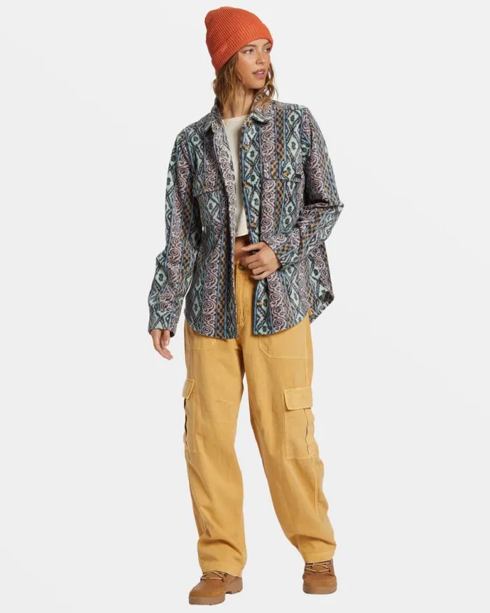 Billabong Sweatshirts and Fleece Forge Fleece Flannel Jacket Dusty Peach 8211 Women