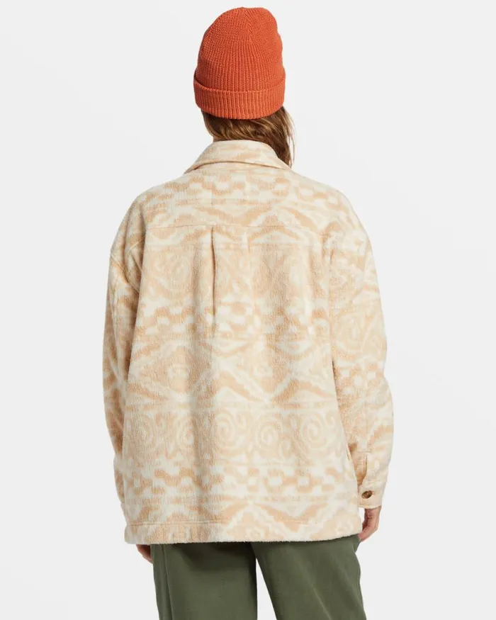 Billabong Tops Happy Camper Shacket Button Sweater Wet Sand 8211 Women