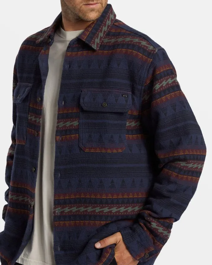Billabong Wave Washed Essentials Offshore Jacquard Flannel Long Sleeve Shirt Dusty Navy 8211 Men Billabong Wave Washed Essentials Offshore Jacquard Flannel Long Sleeve Shirt Dusty Navy 8211 Men