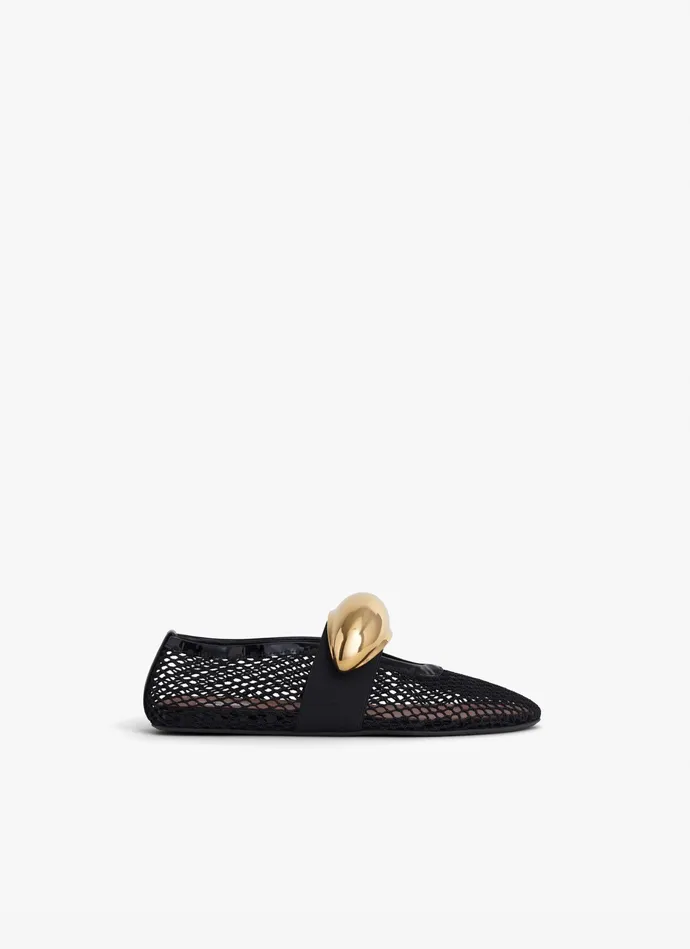 Black BALLET FLATS JEWEL IN FISHNET Women Alaa La Ballerine