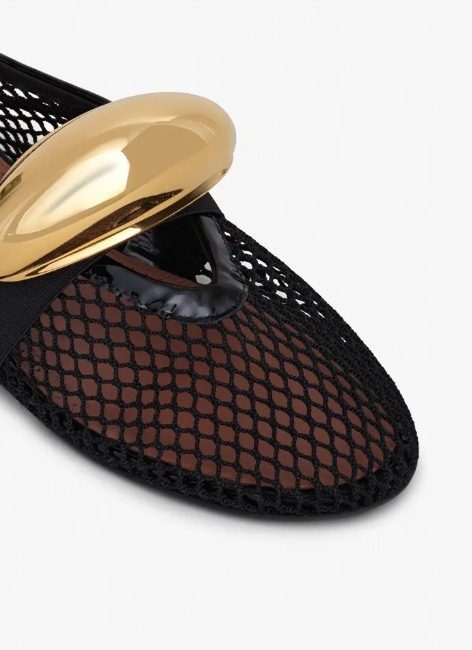 Black BALLET FLATS JEWEL IN FISHNET Women Alaa La Ballerine