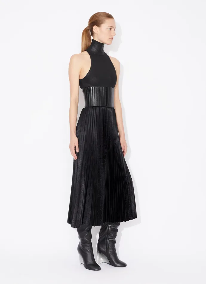 Black CROCODILE SATIN MIDI SKIRT Women Alaa Skirts