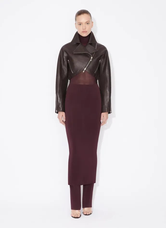 Black CROPPED BIKER JACKET Women Alaa Coats and Jackets
