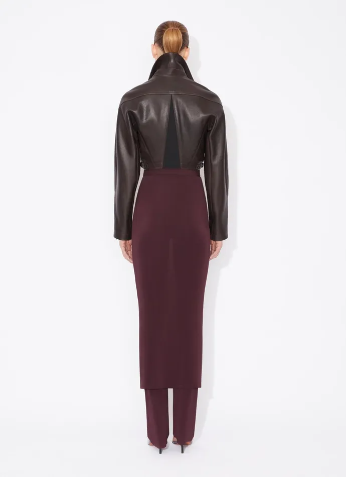 Black CROPPED BIKER JACKET Women Alaa Coats and Jackets