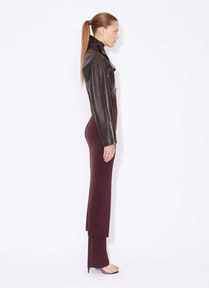 Black CROPPED BIKER JACKET Women Alaa Coats and Jackets