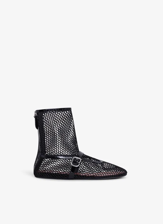 Black FISHNET HIGH BALLET FLATS Women Alaa Boots and Ankle Boots