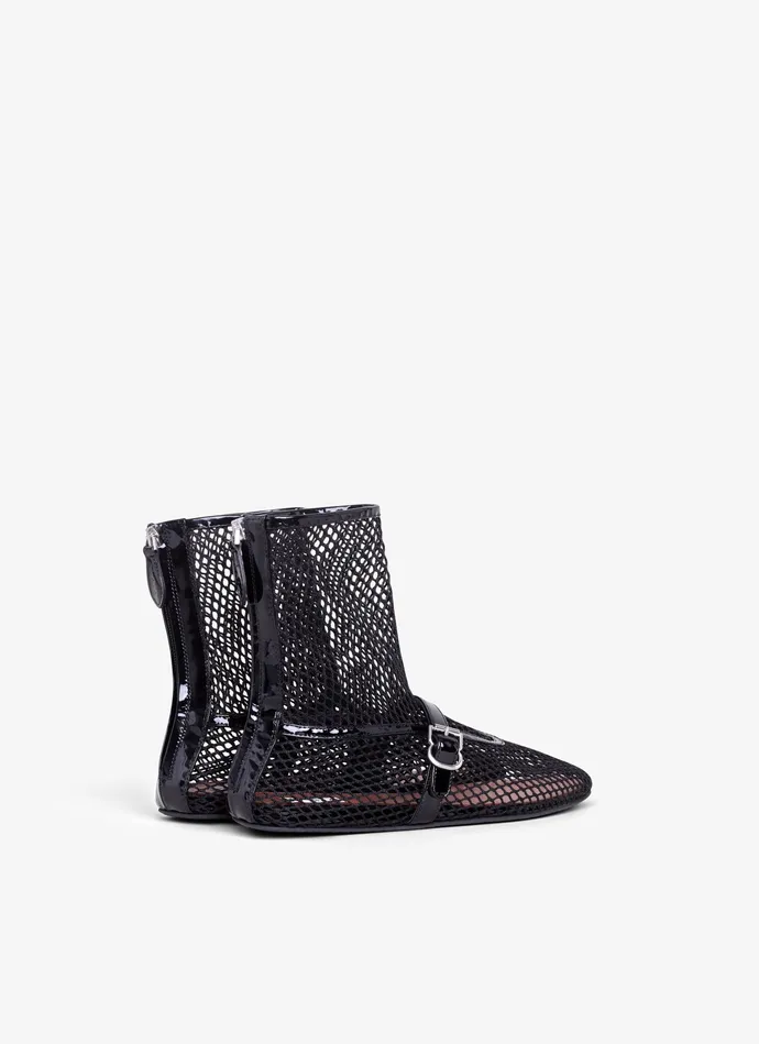 Black FISHNET HIGH BALLET FLATS Women Alaa Boots and Ankle Boots