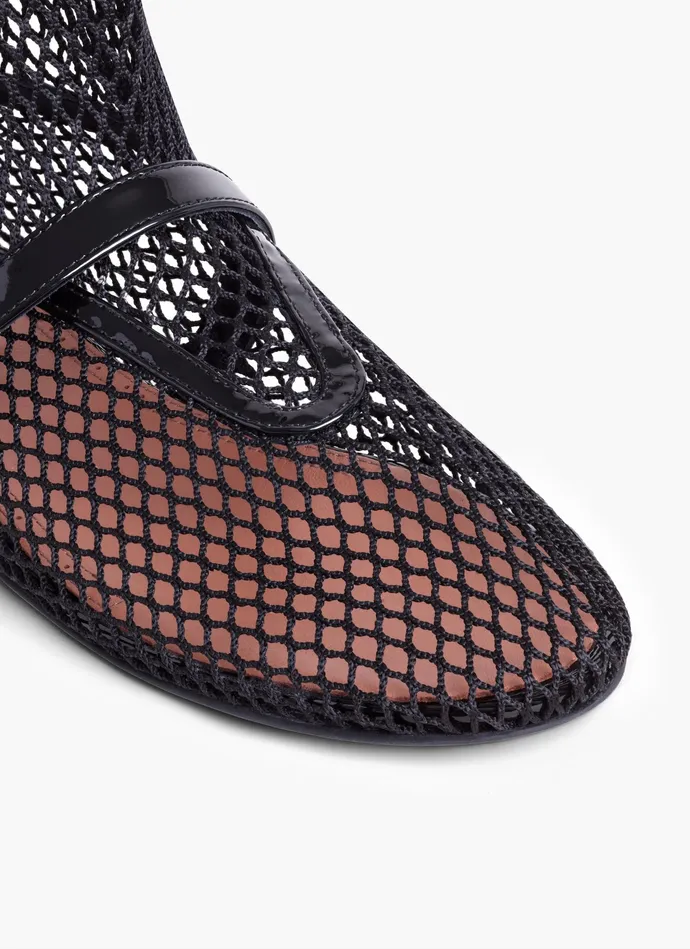 Black FISHNET HIGH BALLET FLATS Women Alaa Boots and Ankle Boots