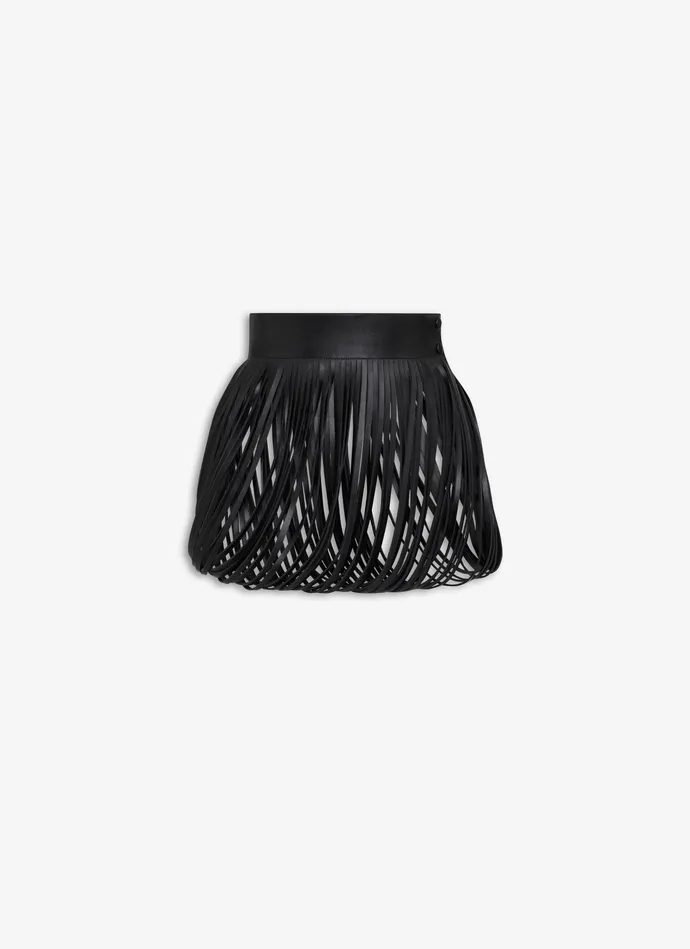 Black FRINGED LEATHER BELT Women Alaa Belts