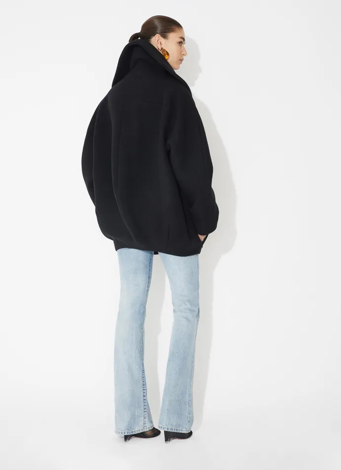 Black Round Wool Caban Women Alaa Coats and Jackets