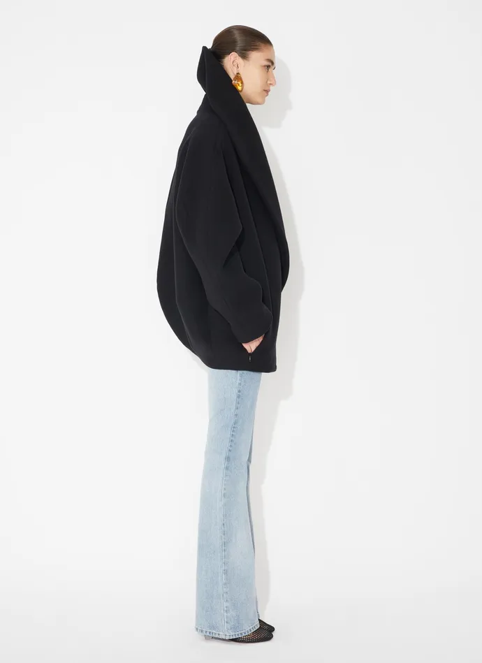 Black Round Wool Caban Women Alaa Coats and Jackets