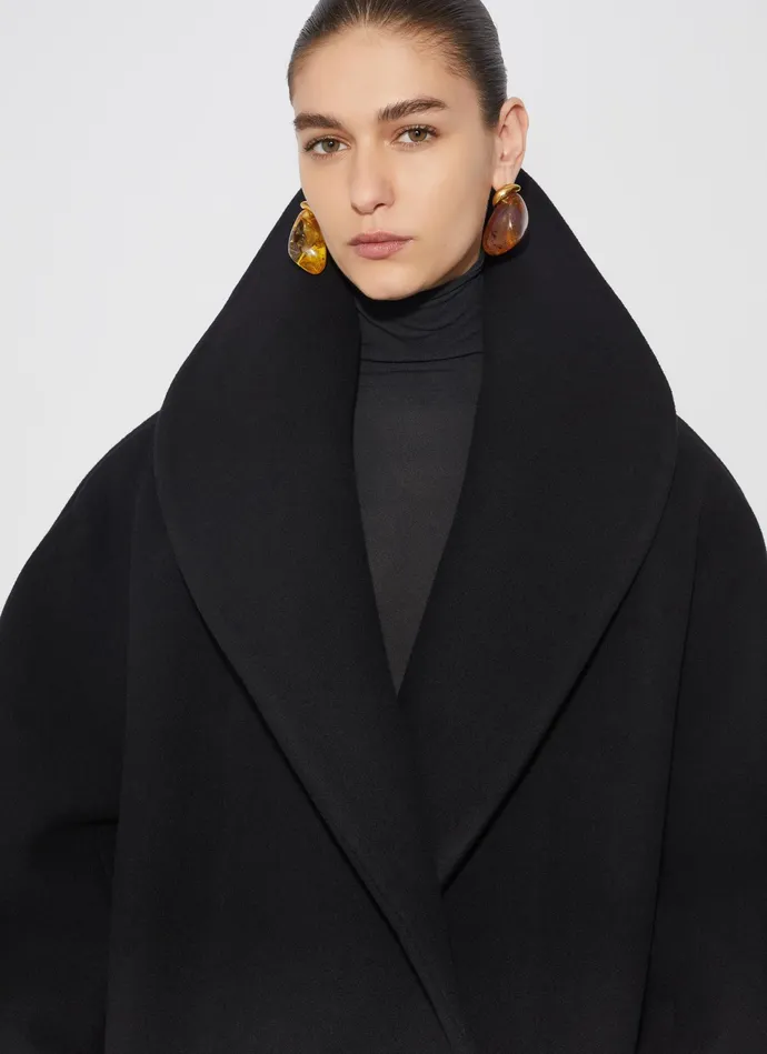 Black Round Wool Caban Women Alaa Coats and Jackets