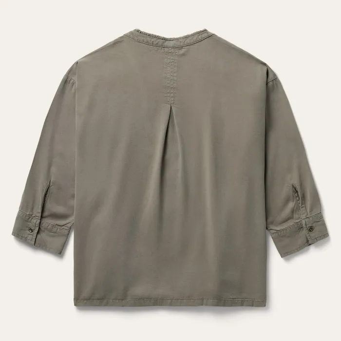 Blouses Women Stetson Olive Lyocell Twill Peasant Blouse Green