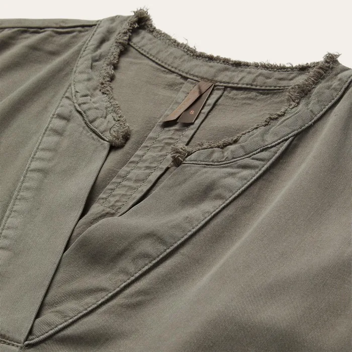 Blouses Women Stetson Olive Lyocell Twill Peasant Blouse Green