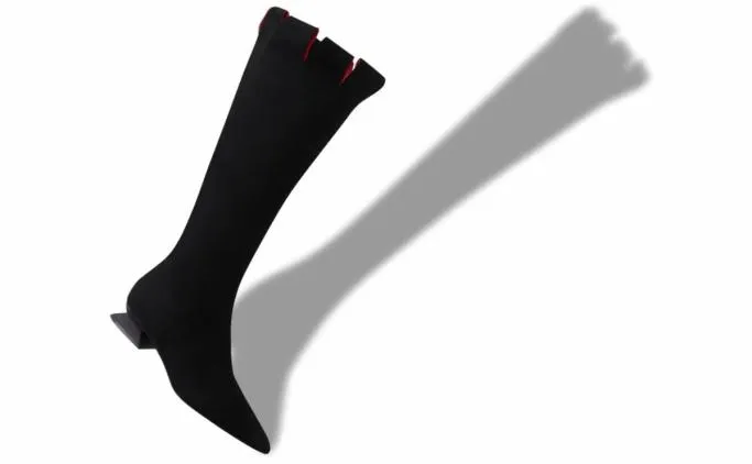 Boots Women Manolo Blahnik OLLEBlack Suede Knee High Boots