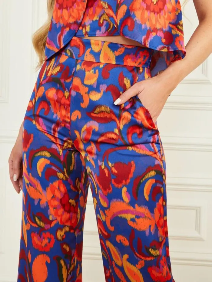 Bottoms Women Marciano Betty Printed Blue Pant Betty Blue Print Bottoms Women Marciano Betty Printed Blue Pant Betty Blue Print