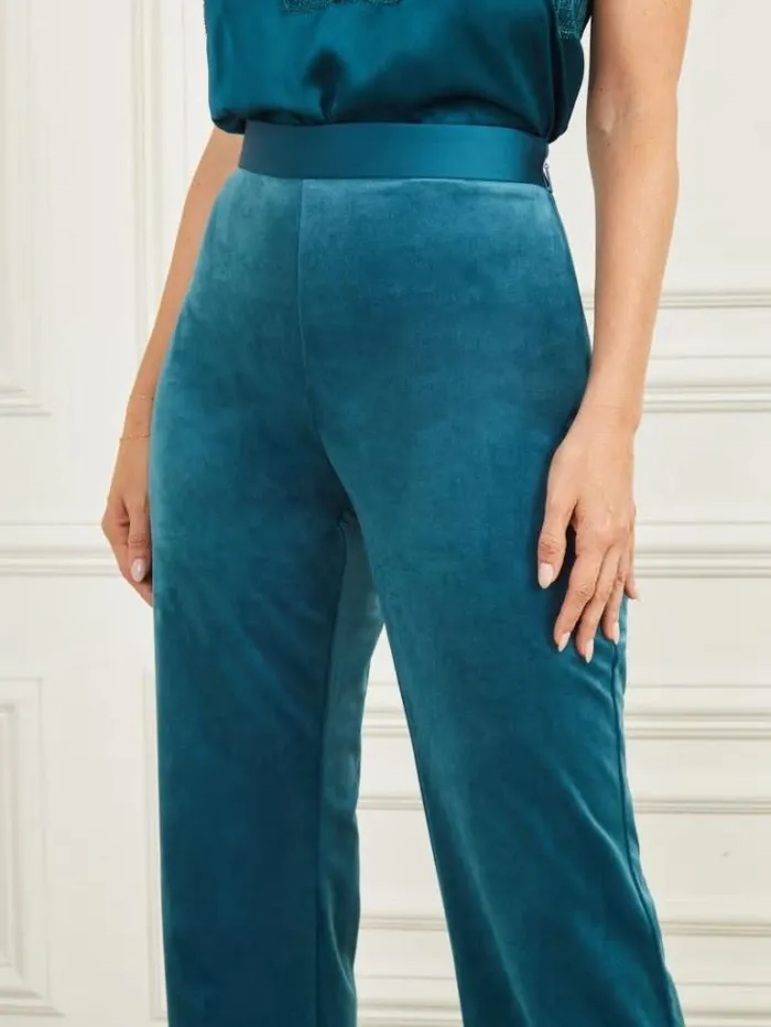 Bottoms Women Marciano Lilli Velvet Pant Blue Opal Bottoms Women Marciano Lilli Velvet Pant Blue Opal