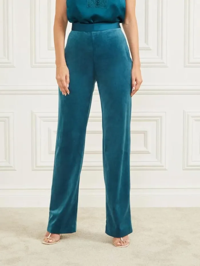 Bottoms Women Marciano Lilli Velvet Pant Blue Opal Bottoms Women Marciano Lilli Velvet Pant Blue Opal
