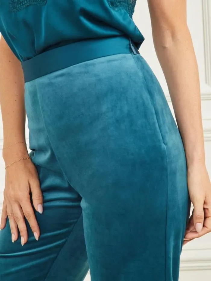 Bottoms Women Marciano Lilli Velvet Pant Blue Opal Bottoms Women Marciano Lilli Velvet Pant Blue Opal