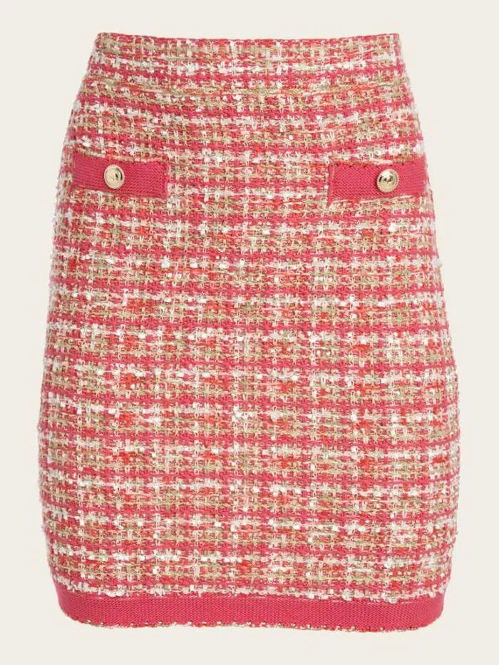 Bottoms Women Marciano Mariah Tweed Skirt Coral Peonie Tweed Bottoms Women Marciano Mariah Tweed Skirt Coral Peonie Tweed