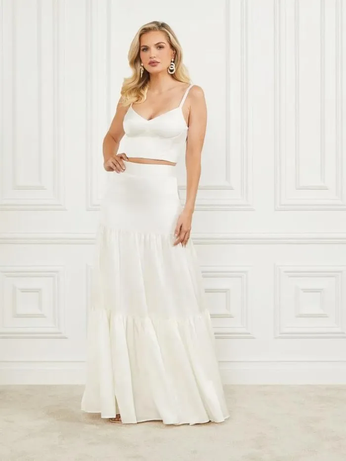Bottoms Women Marciano Susanne Satin Maxi Skirt Pale Pearl