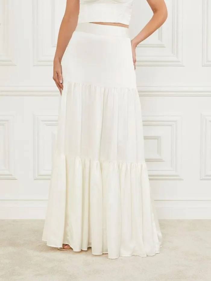 Bottoms Women Marciano Susanne Satin Maxi Skirt Pale Pearl Bottoms Women Marciano Susanne Satin Maxi Skirt Pale Pearl