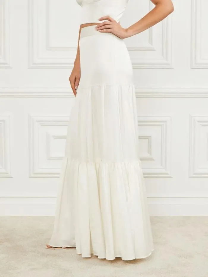 Bottoms Women Marciano Susanne Satin Maxi Skirt Pale Pearl Bottoms Women Marciano Susanne Satin Maxi Skirt Pale Pearl