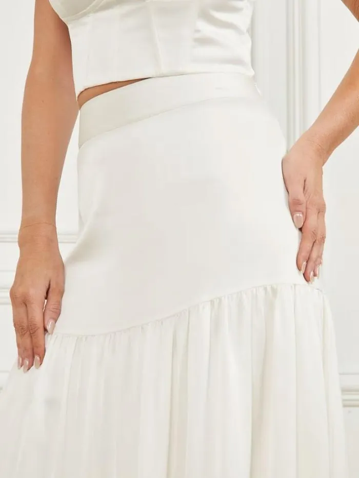 Bottoms Women Marciano Susanne Satin Maxi Skirt Pale Pearl Bottoms Women Marciano Susanne Satin Maxi Skirt Pale Pearl